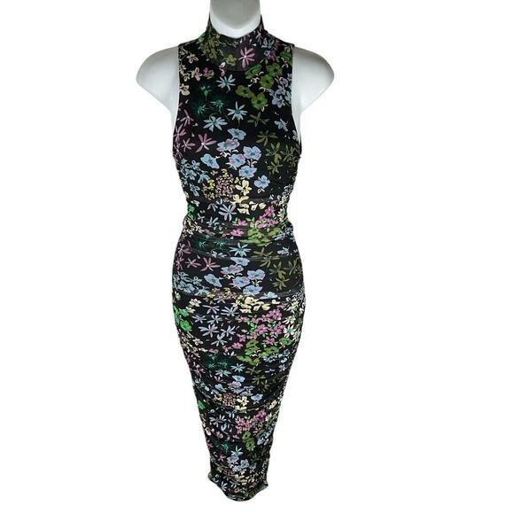 REVOLVE AFRM Sleeveless Mockneck Midi Bodycon Black Floral Size Medium NWT - Picture 4 of 10